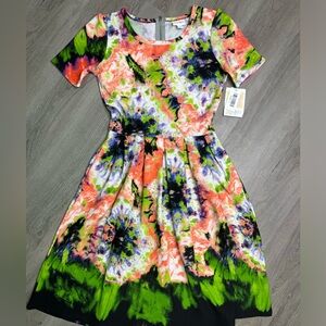 LuLaRoe Tie Dye Amelia Neon Unicorn *RARE* Vintage Small S